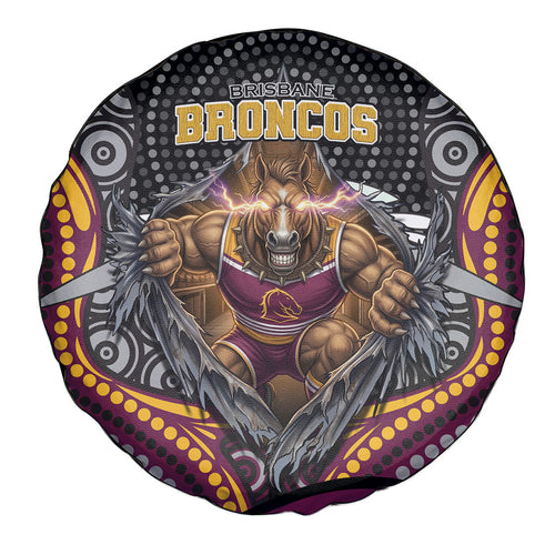 Brisbane Broncos Spare Tire Cover The Scream of Lightning Eyes - Indigenous Dot Ripping Effect