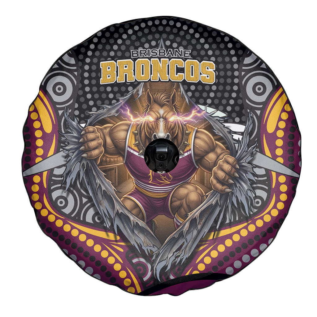 Brisbane Broncos Spare Tire Cover The Scream of Lightning Eyes - Indigenous Dot Ripping Effect