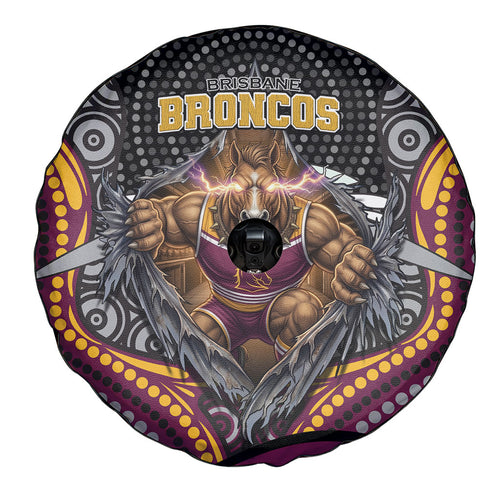 Brisbane Broncos Spare Tire Cover The Scream of Lightning Eyes - Indigenous Dot Ripping Effect