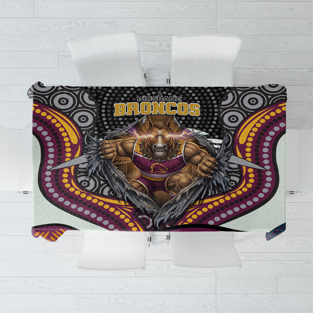 Brisbane Broncos Tablecloth The Scream of Lightning Eyes - Indigenous Dot Ripping Effect