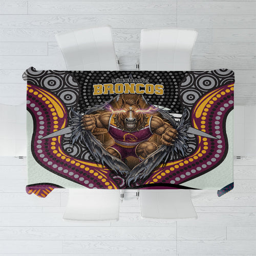 Brisbane Broncos Tablecloth The Scream of Lightning Eyes - Indigenous Dot Ripping Effect