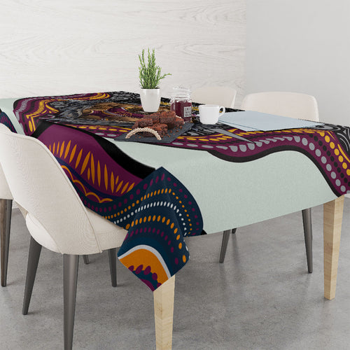 Brisbane Broncos Tablecloth The Scream of Lightning Eyes - Indigenous Dot Ripping Effect