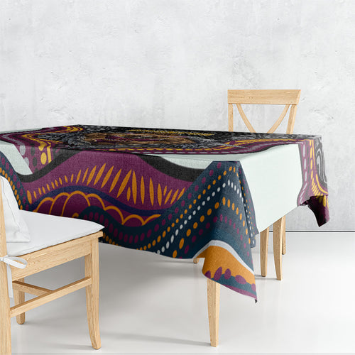 Brisbane Broncos Tablecloth The Scream of Lightning Eyes - Indigenous Dot Ripping Effect