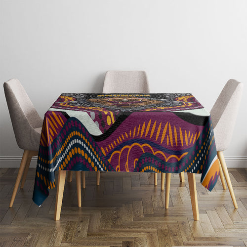 Brisbane Broncos Tablecloth The Scream of Lightning Eyes - Indigenous Dot Ripping Effect