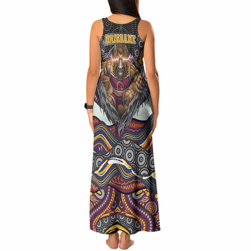 Brisbane Broncos Tank Maxi Dress The Scream of Lightning Eyes - Indigenous Dot Ripping Effect