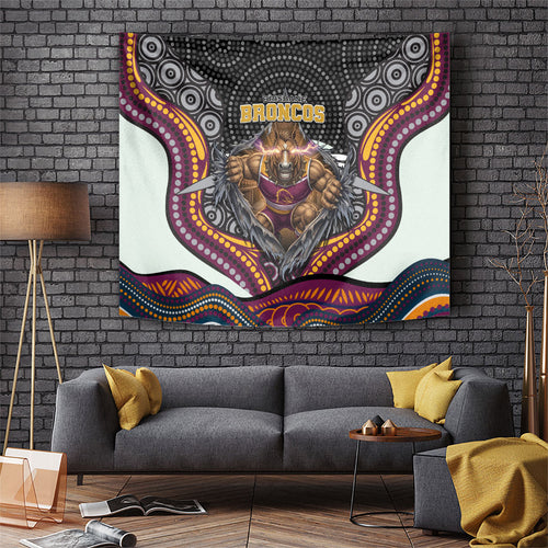 Brisbane Broncos Tapestry The Scream of Lightning Eyes - Indigenous Dot Ripping Effect