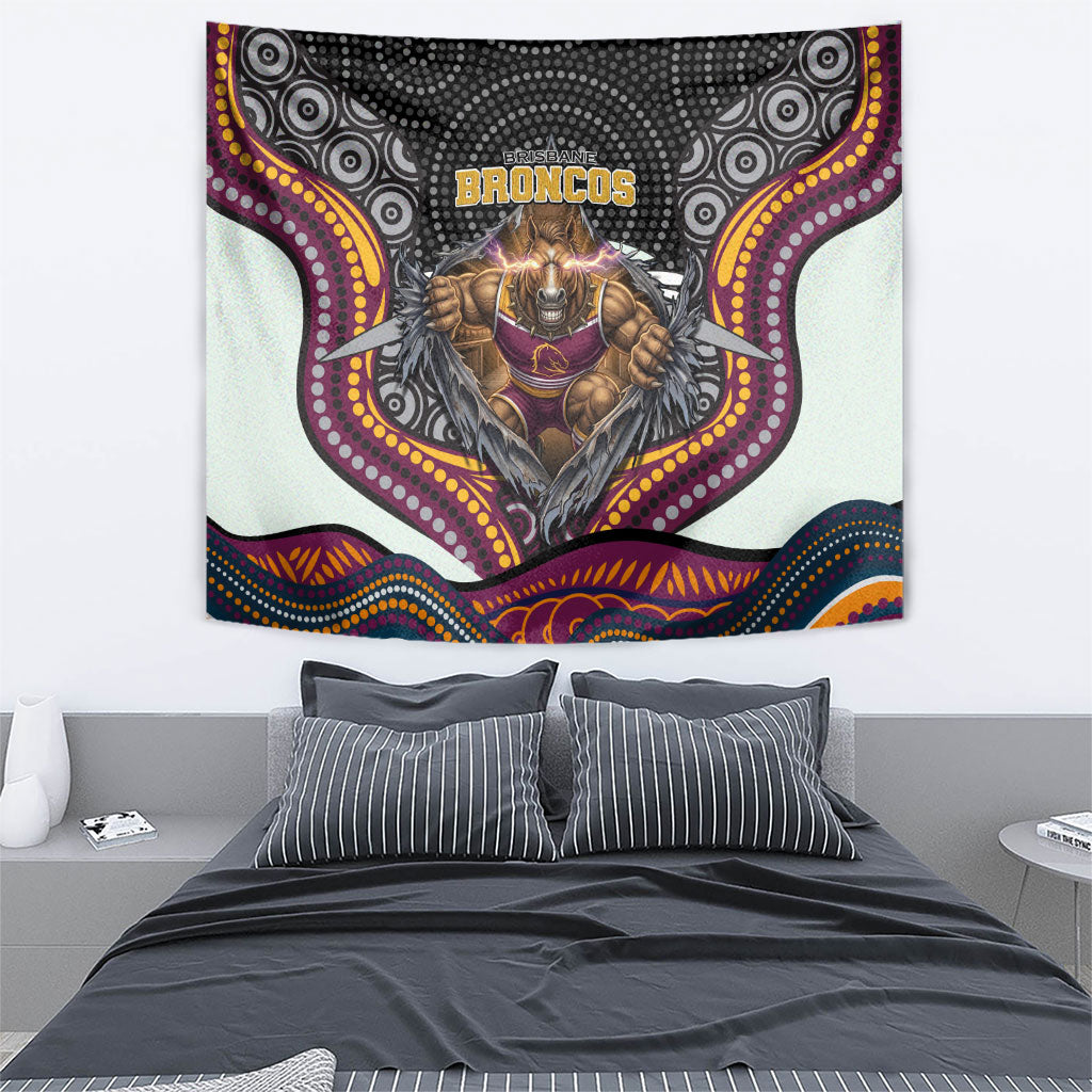 Brisbane Broncos Tapestry The Scream of Lightning Eyes - Indigenous Dot Ripping Effect