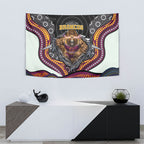 Brisbane Broncos Tapestry The Scream of Lightning Eyes - Indigenous Dot Ripping Effect