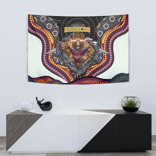 Brisbane Broncos Tapestry The Scream of Lightning Eyes - Indigenous Dot Ripping Effect