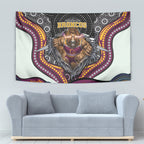 Brisbane Broncos Tapestry The Scream of Lightning Eyes - Indigenous Dot Ripping Effect