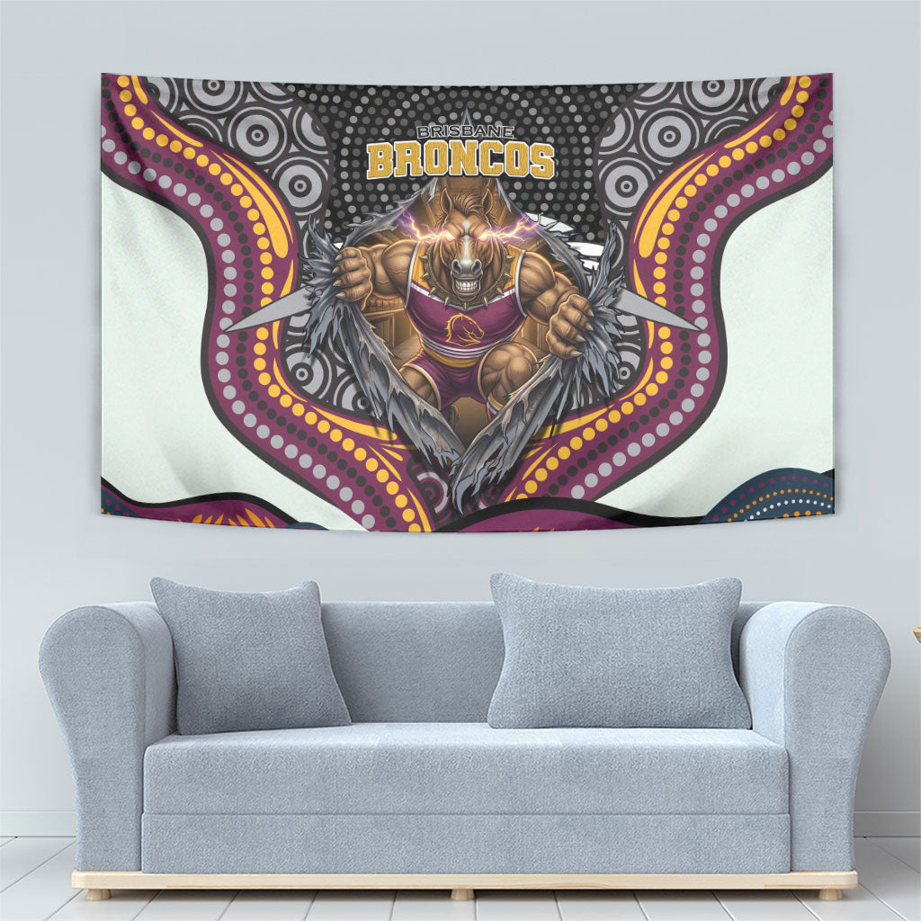 Brisbane Broncos Tapestry The Scream of Lightning Eyes - Indigenous Dot Ripping Effect