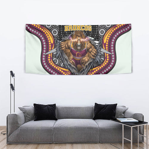 Brisbane Broncos Tapestry The Scream of Lightning Eyes - Indigenous Dot Ripping Effect