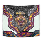 Brisbane Broncos Tapestry The Scream of Lightning Eyes - Indigenous Dot Ripping Effect