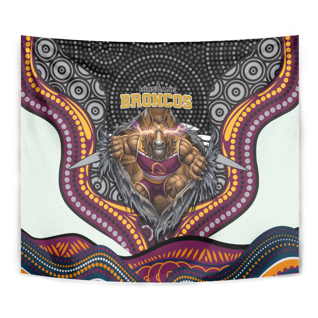 Brisbane Broncos Tapestry The Scream of Lightning Eyes - Indigenous Dot Ripping Effect