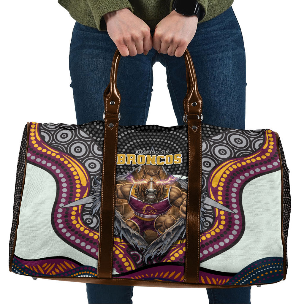 Brisbane Broncos Travel Bag The Scream of Lightning Eyes - Indigenous Dot Ripping Effect