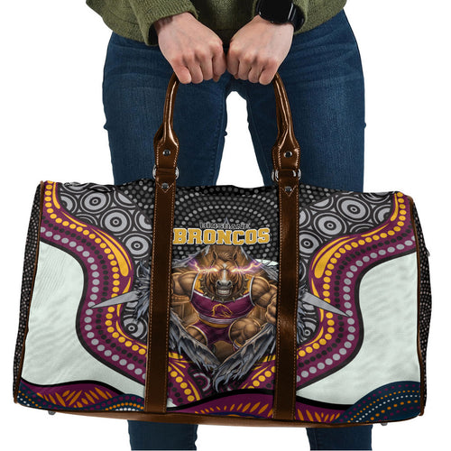 Brisbane Broncos Travel Bag The Scream of Lightning Eyes - Indigenous Dot Ripping Effect