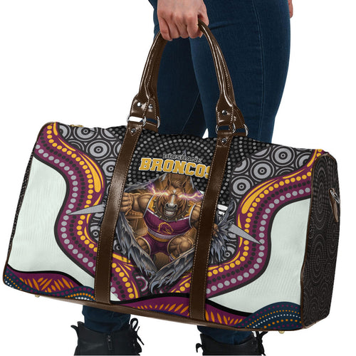 Brisbane Broncos Travel Bag The Scream of Lightning Eyes - Indigenous Dot Ripping Effect