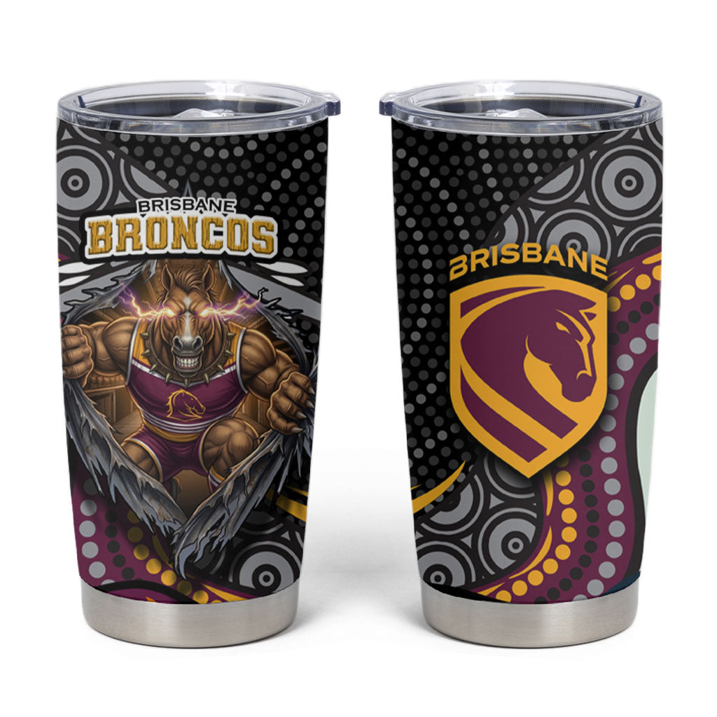 Brisbane Broncos Tumbler Cup The Scream of Lightning Eyes - Indigenous Dot Ripping Effect