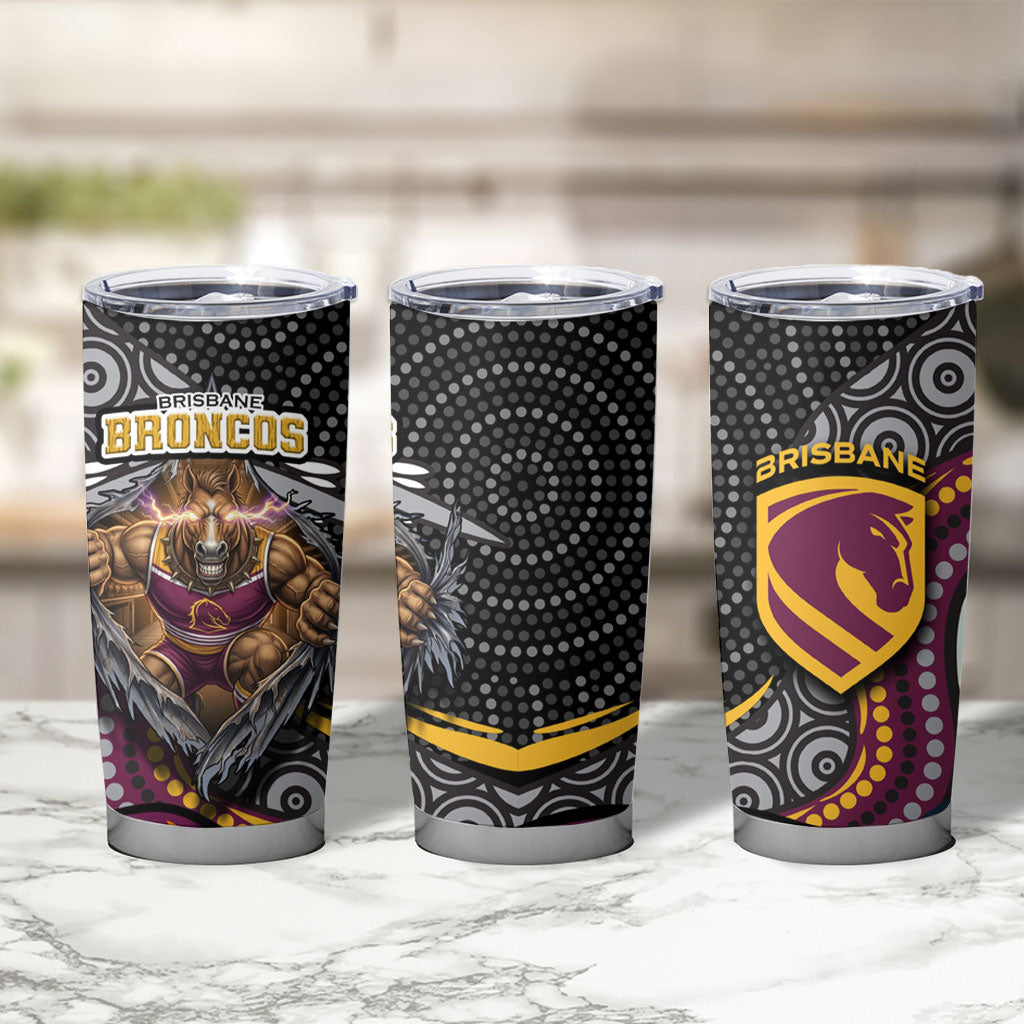 Brisbane Broncos Tumbler Cup The Scream of Lightning Eyes - Indigenous Dot Ripping Effect