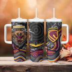 Brisbane Broncos Tumbler With Handle The Scream of Lightning Eyes - Indigenous Dot Ripping Effect