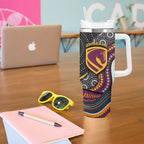 Brisbane Broncos Tumbler With Handle The Scream of Lightning Eyes - Indigenous Dot Ripping Effect