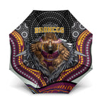 Brisbane Broncos Umbrella The Scream of Lightning Eyes - Indigenous Dot Ripping Effect