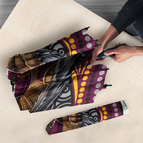 Brisbane Broncos Umbrella The Scream of Lightning Eyes - Indigenous Dot Ripping Effect