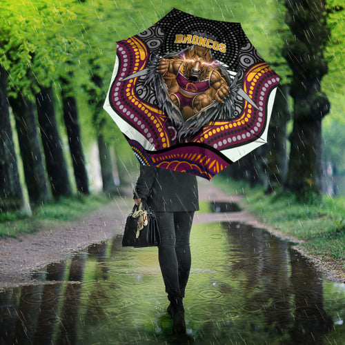Brisbane Broncos Umbrella The Scream of Lightning Eyes - Indigenous Dot Ripping Effect