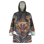 Brisbane Broncos Wearable Blanket Hoodie The Scream of Lightning Eyes - Indigenous Dot Ripping Effect