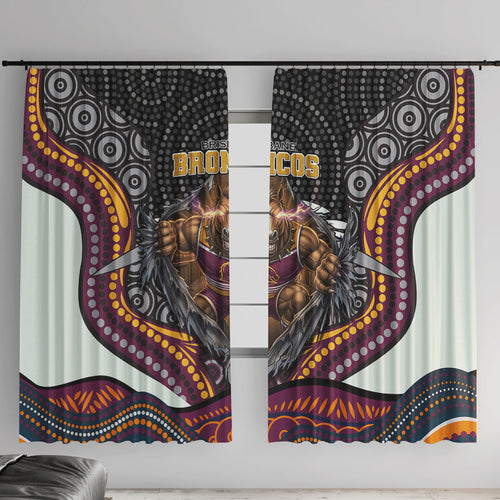 Brisbane Broncos Window Curtain The Scream of Lightning Eyes - Indigenous Dot Ripping Effect