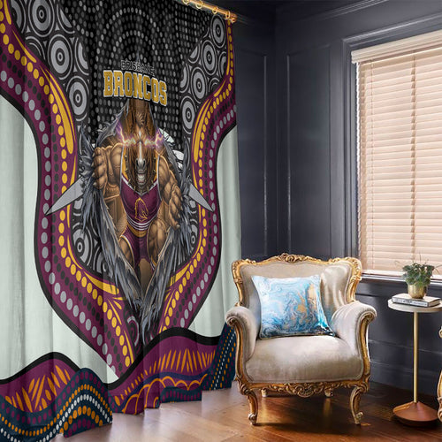 Brisbane Broncos Window Curtain The Scream of Lightning Eyes - Indigenous Dot Ripping Effect