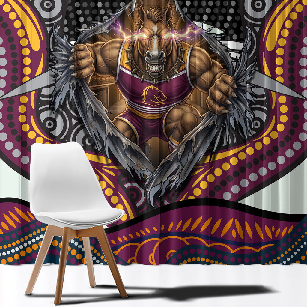Brisbane Broncos Window Curtain The Scream of Lightning Eyes - Indigenous Dot Ripping Effect