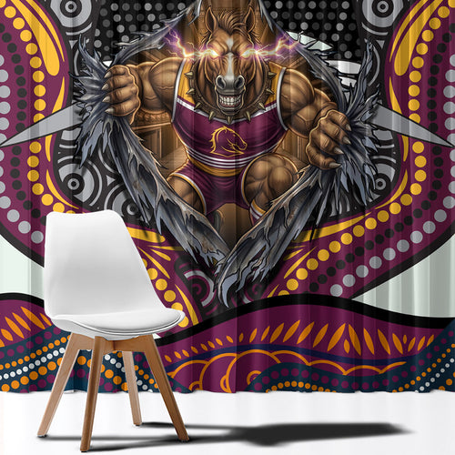 Brisbane Broncos Window Curtain The Scream of Lightning Eyes - Indigenous Dot Ripping Effect