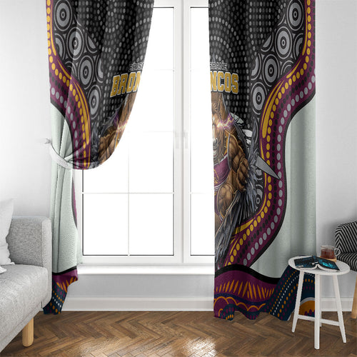 Brisbane Broncos Window Curtain The Scream of Lightning Eyes - Indigenous Dot Ripping Effect