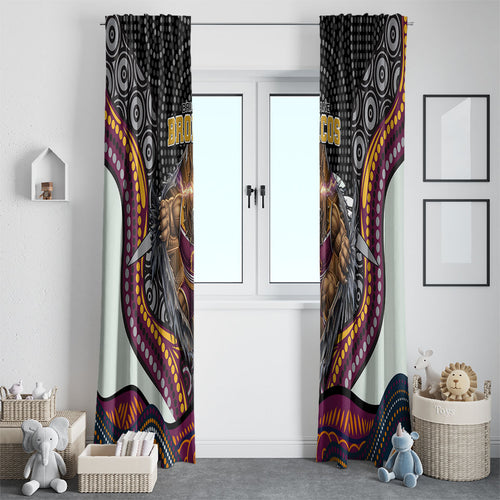 Brisbane Broncos Window Curtain The Scream of Lightning Eyes - Indigenous Dot Ripping Effect