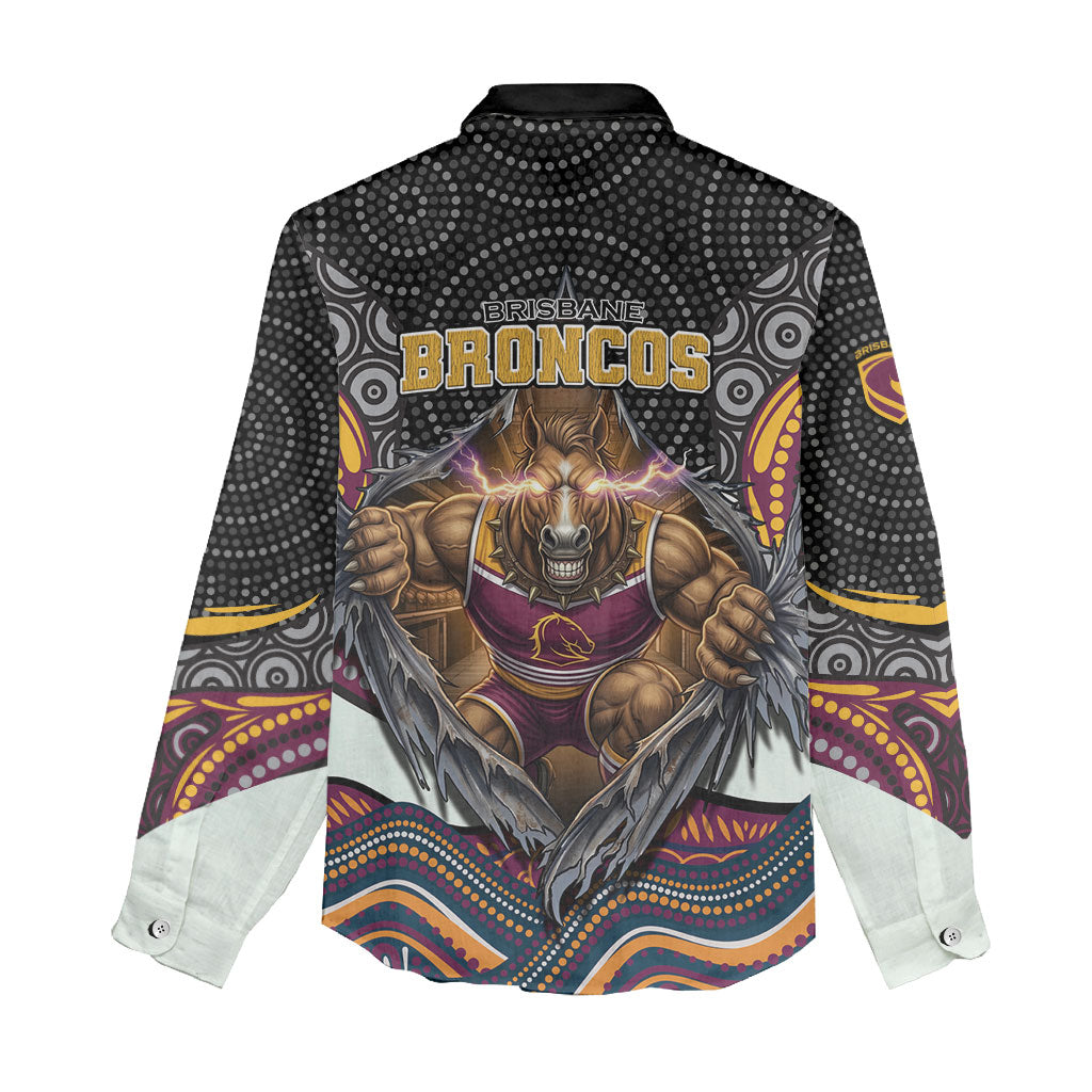 Brisbane Broncos Women Casual Shirt The Scream of Lightning Eyes - Indigenous Dot Ripping Effect