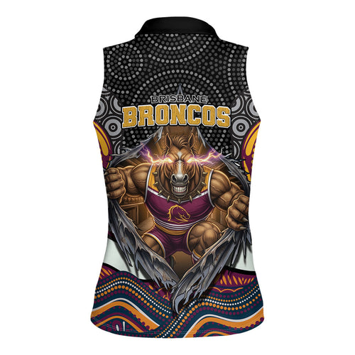 Brisbane Broncos Women Sleeveless Polo Shirt The Scream of Lightning Eyes - Indigenous Dot Ripping Effect