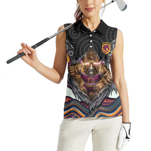 Brisbane Broncos Women Sleeveless Polo Shirt The Scream of Lightning Eyes - Indigenous Dot Ripping Effect