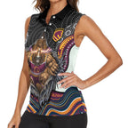 Brisbane Broncos Women Sleeveless Polo Shirt The Scream of Lightning Eyes - Indigenous Dot Ripping Effect