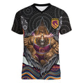 Brisbane Broncos Women V-Neck T-Shirt The Scream of Lightning Eyes - Indigenous Dot Ripping Effect