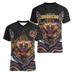 Brisbane Broncos Women V-Neck T-Shirt The Scream of Lightning Eyes - Indigenous Dot Ripping Effect
