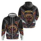 Brisbane Broncos Zip Hoodie The Scream of Lightning Eyes - Indigenous Dot Ripping Effect