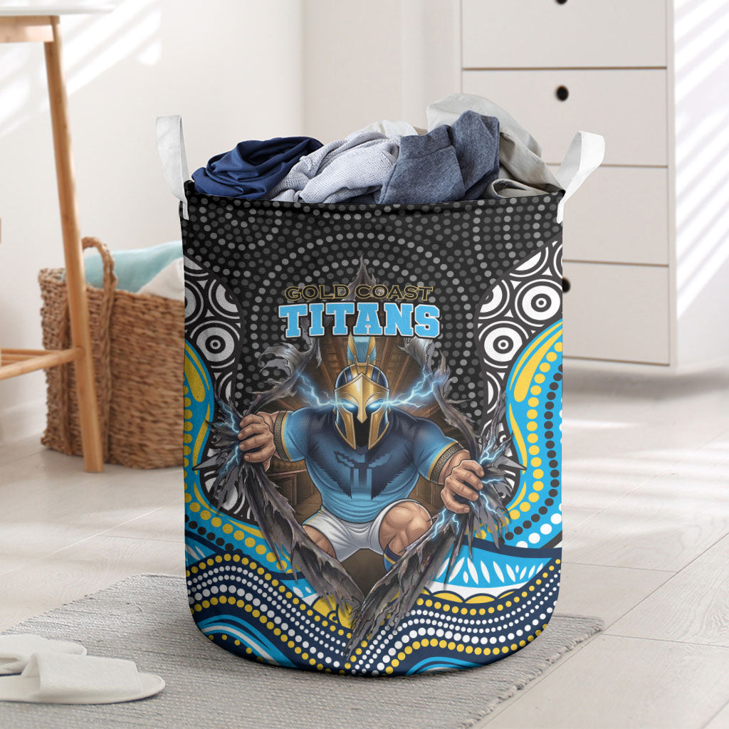Gold Coast Titans Laundry Basket The Scream of Lightning Eyes - Indigenous Dot Ripping Effect