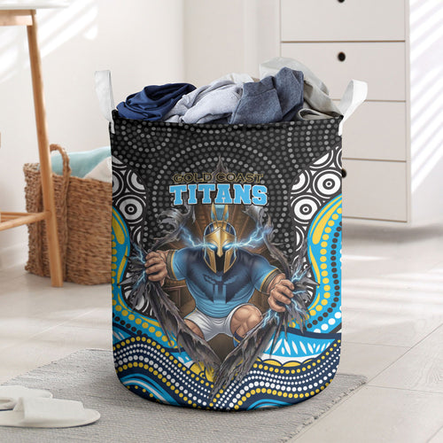 Gold Coast Titans Laundry Basket The Scream of Lightning Eyes - Indigenous Dot Ripping Effect