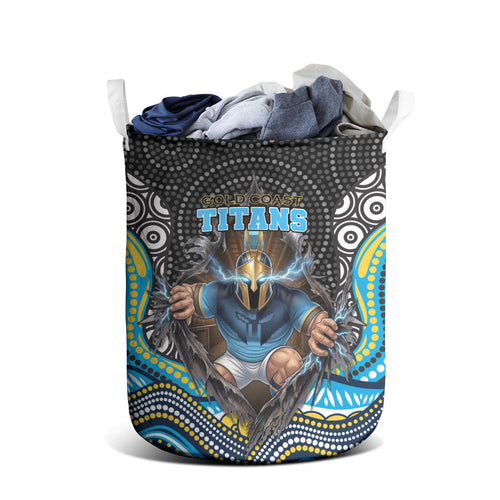Gold Coast Titans Laundry Basket The Scream of Lightning Eyes - Indigenous Dot Ripping Effect