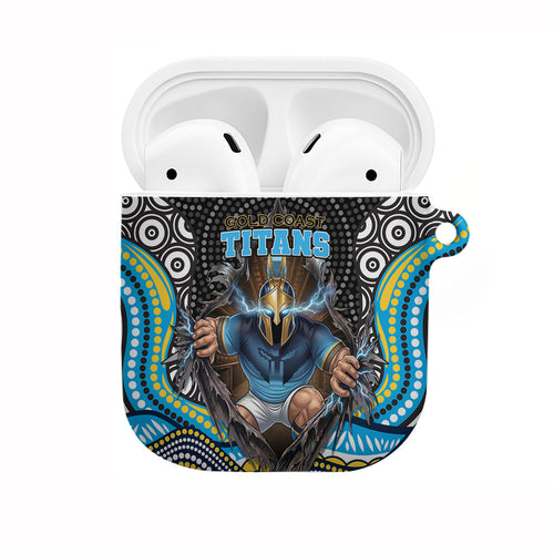 Gold Coast Titans AirPods Case The Scream of Lightning Eyes - Indigenous Dot Ripping Effect