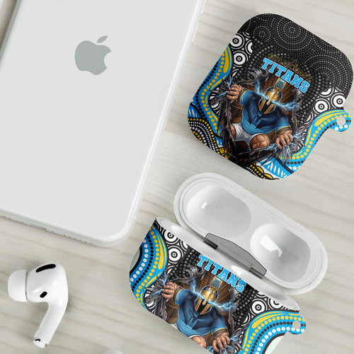 Gold Coast Titans AirPods Case The Scream of Lightning Eyes - Indigenous Dot Ripping Effect