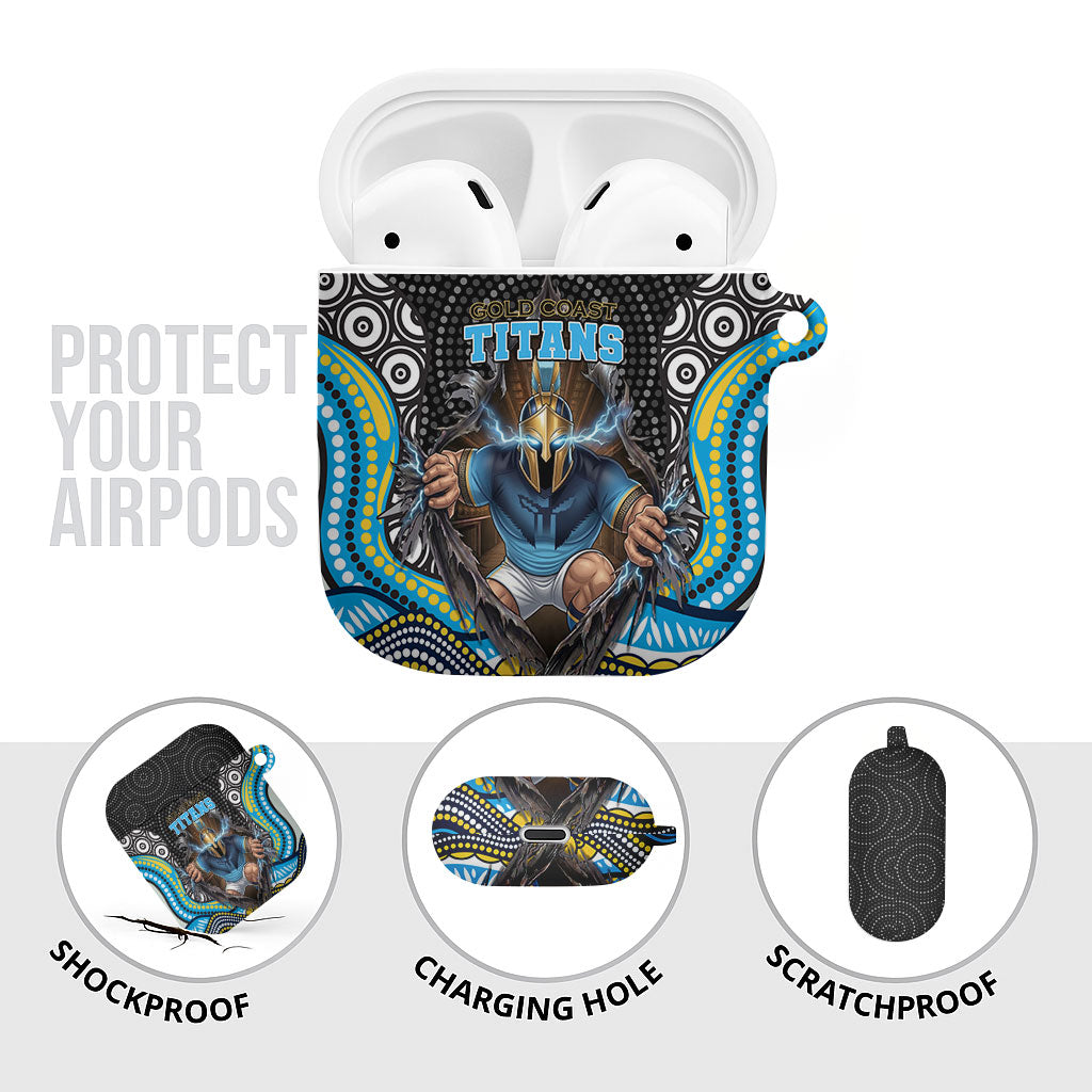Gold Coast Titans AirPods Case The Scream of Lightning Eyes - Indigenous Dot Ripping Effect