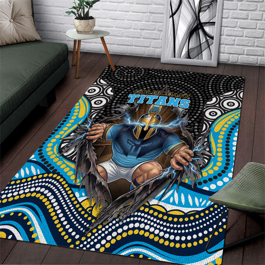 Gold Coast Titans Area Rug The Scream of Lightning Eyes - Indigenous Dot Ripping Effect