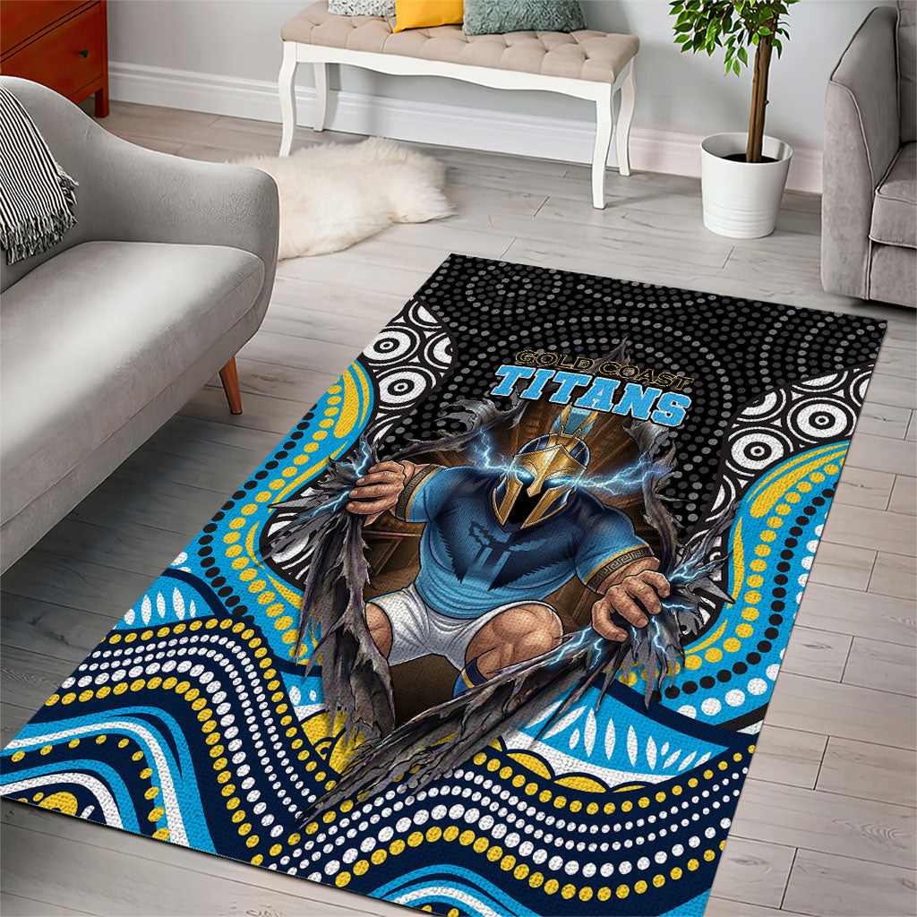 Gold Coast Titans Area Rug The Scream of Lightning Eyes - Indigenous Dot Ripping Effect